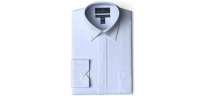 Amazon Brand - Buttoned Down Men's Tailored-Fit Button Collar Pinpoint Non-Iron Dress Shirt, Light Blue, 18